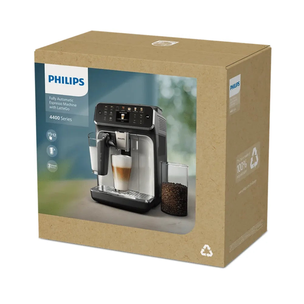 Philips 4400 LatteGo Super Automatic Espresso, Cappuccino, & Latte Macchiato Machine with SilentBrew